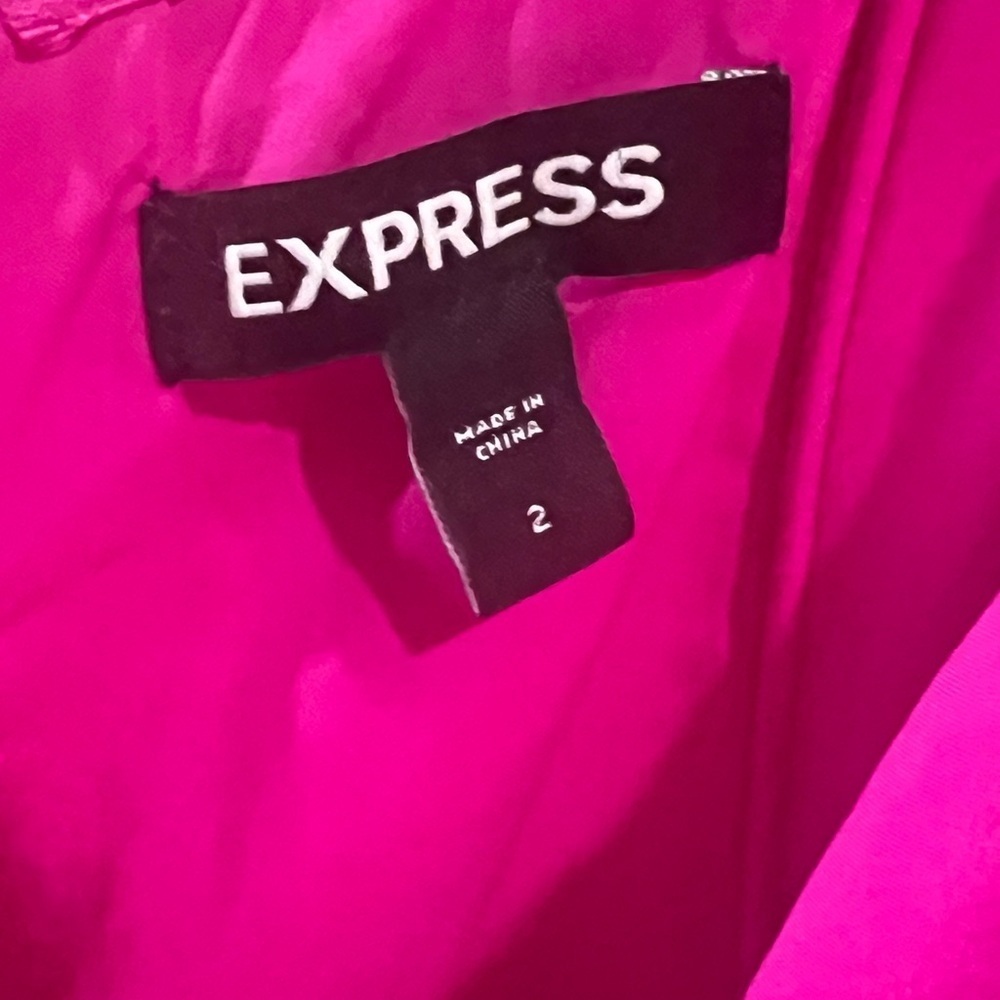 Express Women’s 2 Pink Satin Strapless Corset Gown Dress XS Formal Slit - Picture 8 of 16